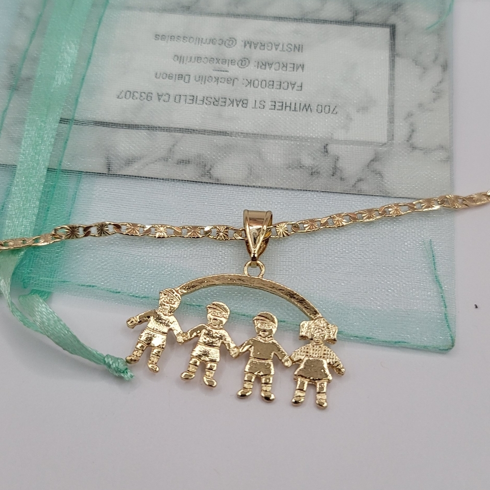 3 boys 1 girl gold plated chain